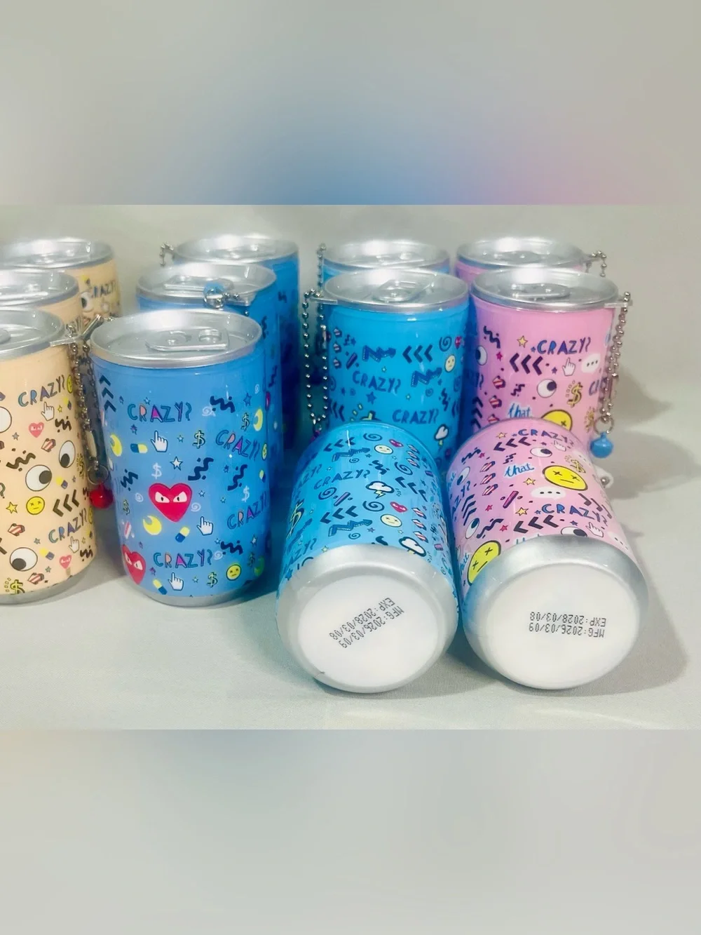 Can-Shaped Keychain of Wipes - Pastel Blue, Blue, Pink & Cream Set - 4 Pack!